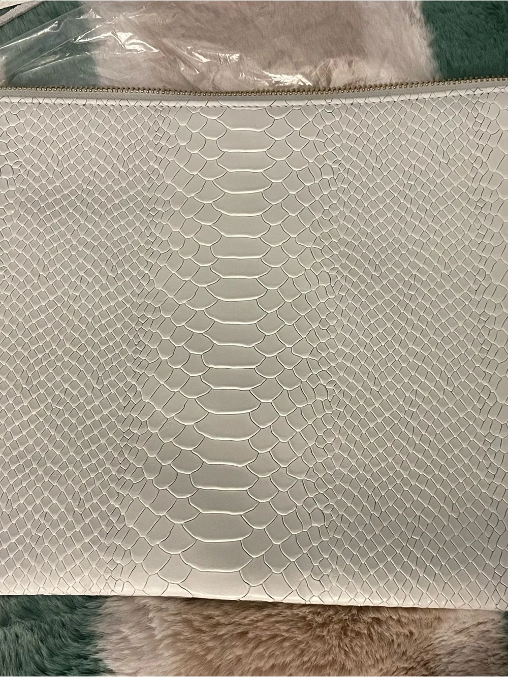 GiGi New York White Embossed Snake-Texture Large Clutch